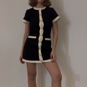 Chic Retro Black and Cream Dress